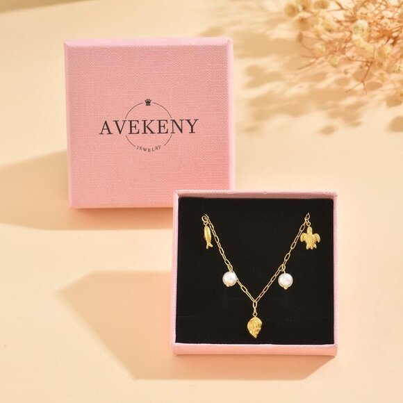 🆕 Women Gold Bow Pearl Choker Necklace Dainty Fruit Charms Cherry Cuban Jewelry - Picture 7 of 7